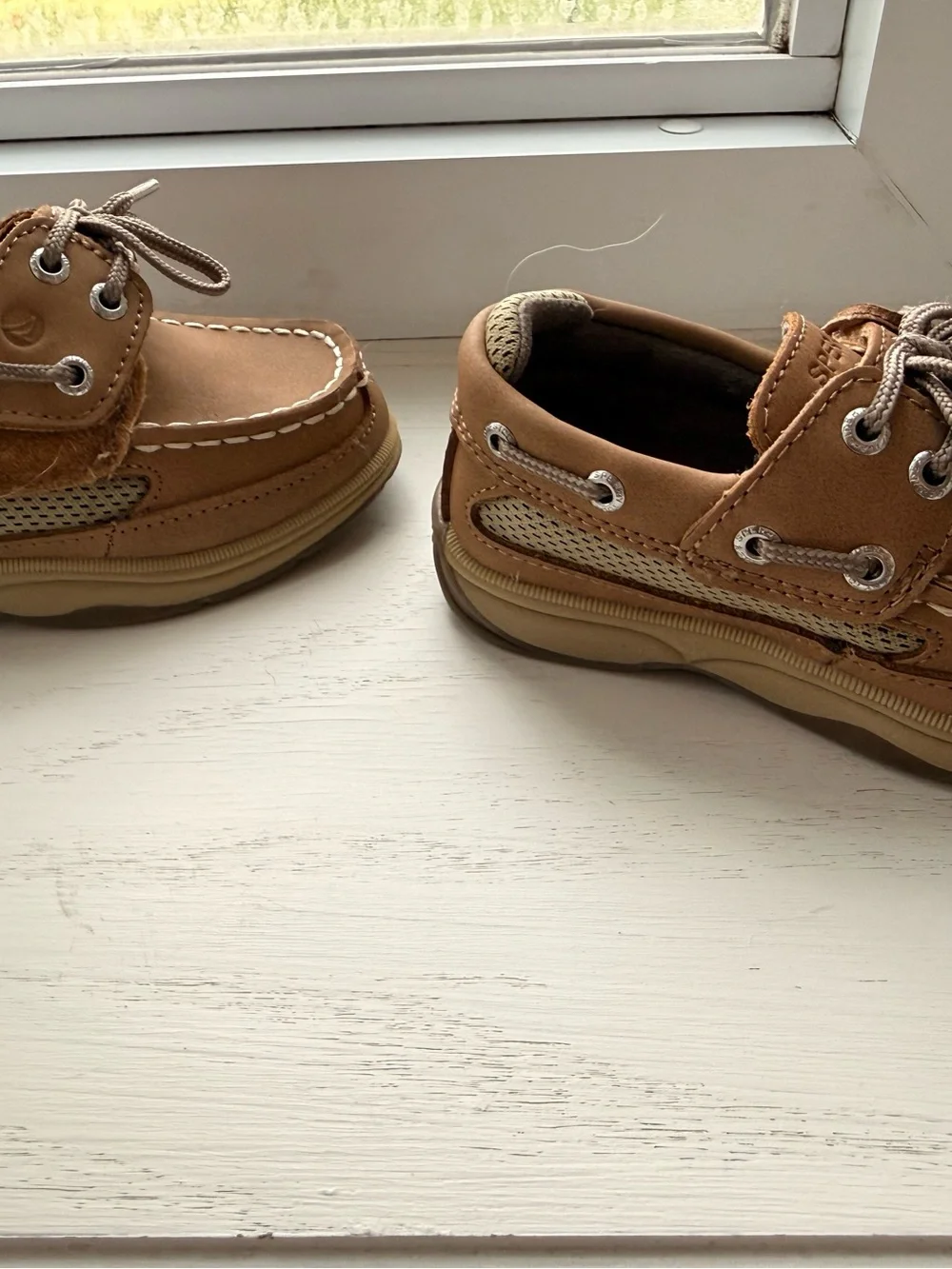 Sperry Tan Toddler Boat Shoes with Velcro